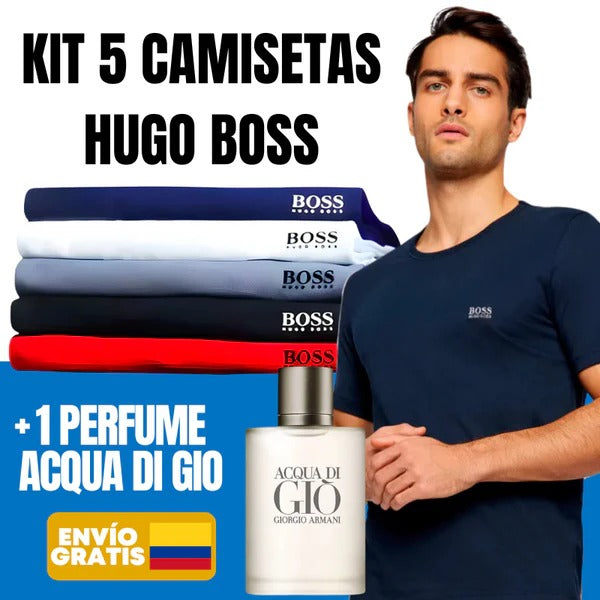 Kit 5 camisetas HugoBoss + Perfume Gio